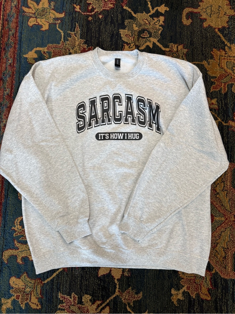 Gildan Light Gray "SARCASM" Graphic Crewneck Sweatshirt
